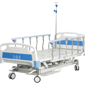 高品质医院护理病床，带有护理侧栏和可调节床头，适用于医疗护理和病人康复。.