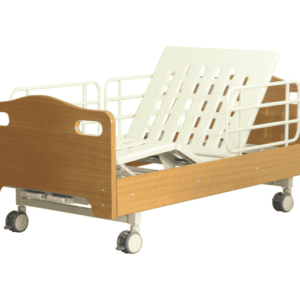 适用于医院的多功能医用床，方便护理和调整床高，带轮子便于移动。.